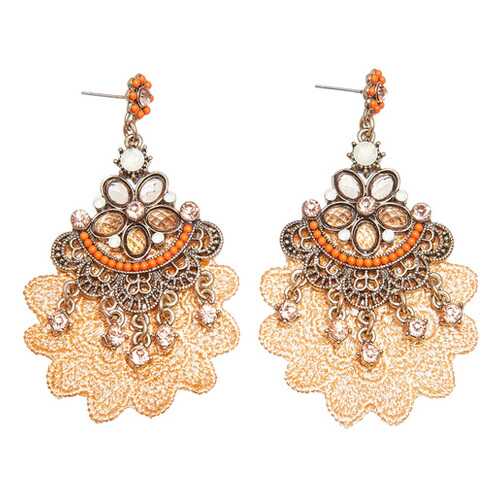 Серьги женские Boho ER506207 оранжевые/бежевые в Пандора